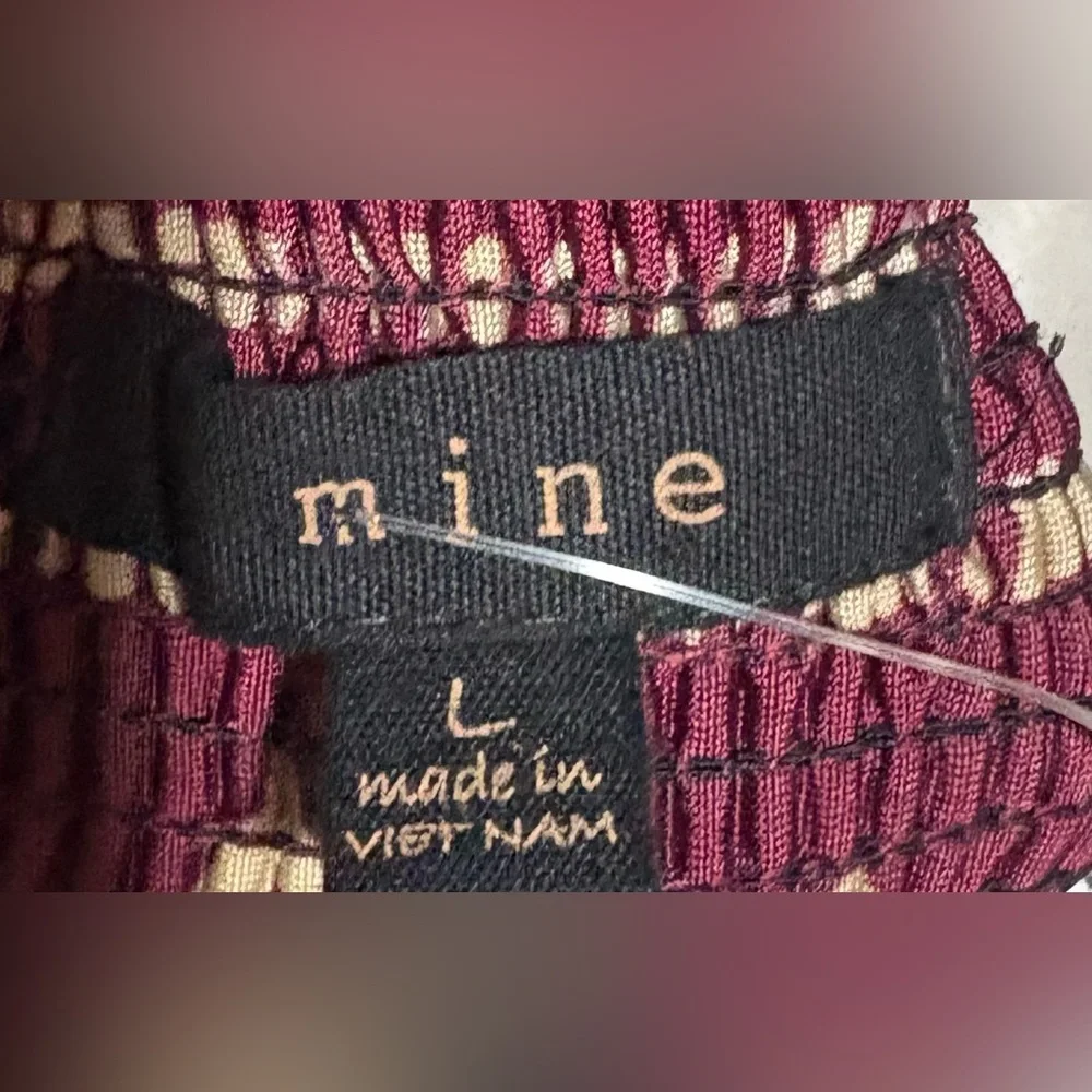 Mine Tribal Print Off-Shoulder Blouse - Burgundy and Cream
